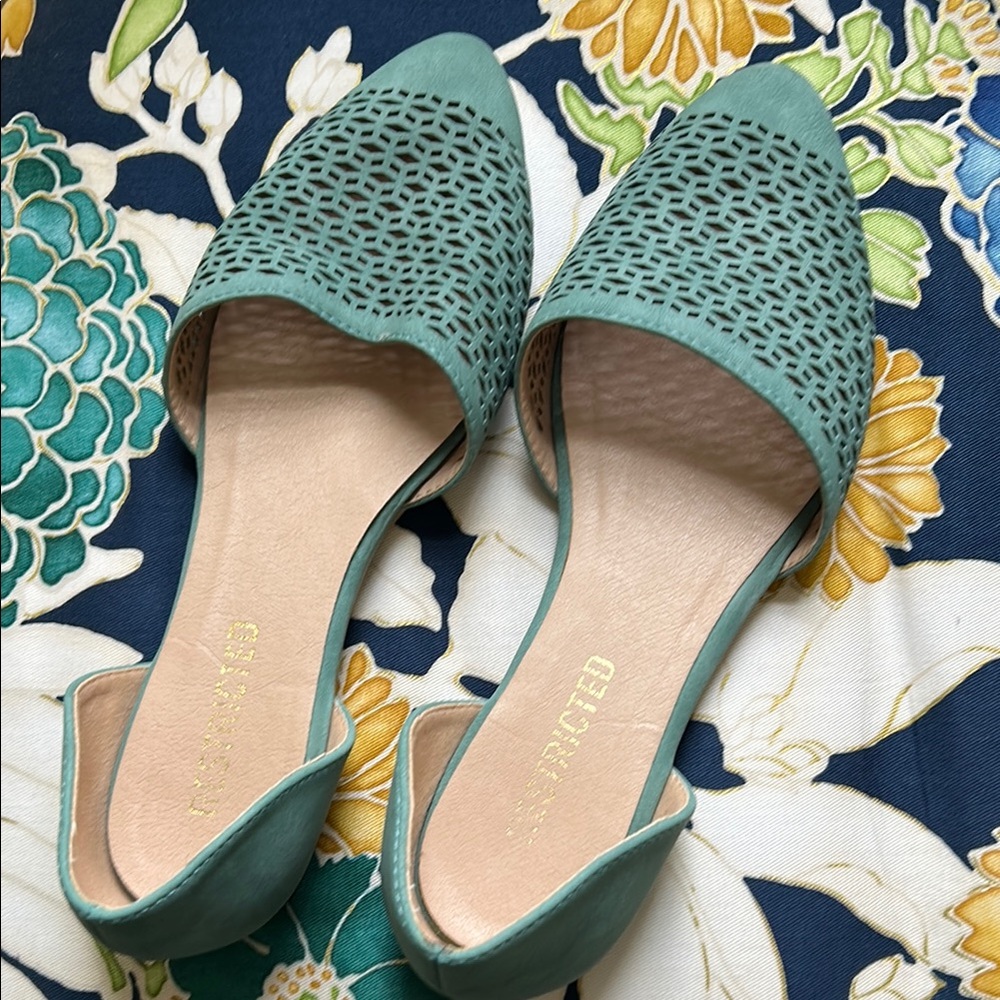 Chic Green/blue  Women’s Flats by Restricted 7.5